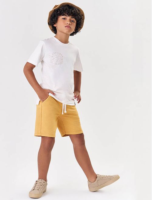 Conjunto Infantil Menino Camiseta Vibes E Bermuda Natural Catavento