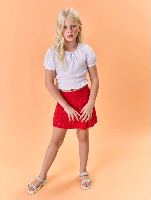 Conjunto Infantil Menina Blusa E Short Glitter Vermelho Catavento