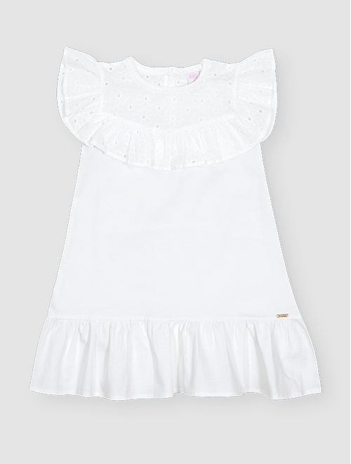 Vestido Bebê Menina Com Laise Branco Mundo Cinti