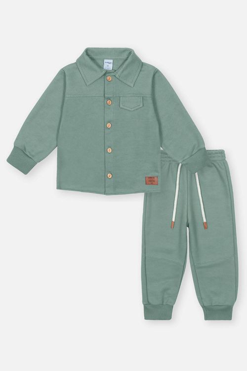 Conjunto Bebê Menino Moletom Piquê Verde Divertto