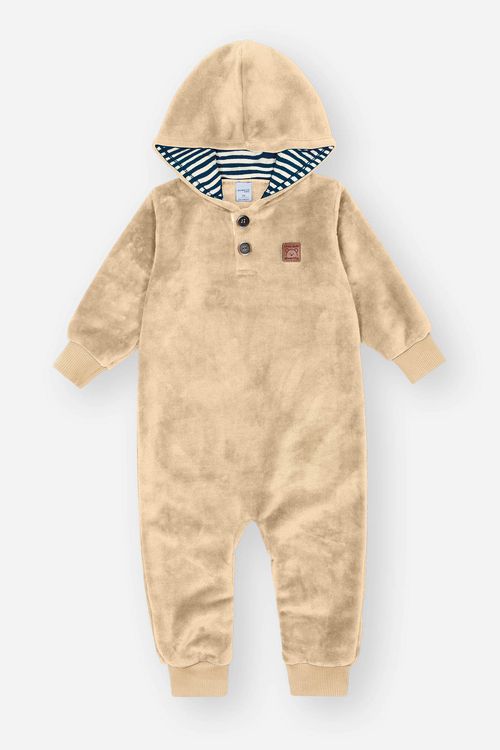 Macacão Pelo Fleece Bebê Menino Bege Divertto