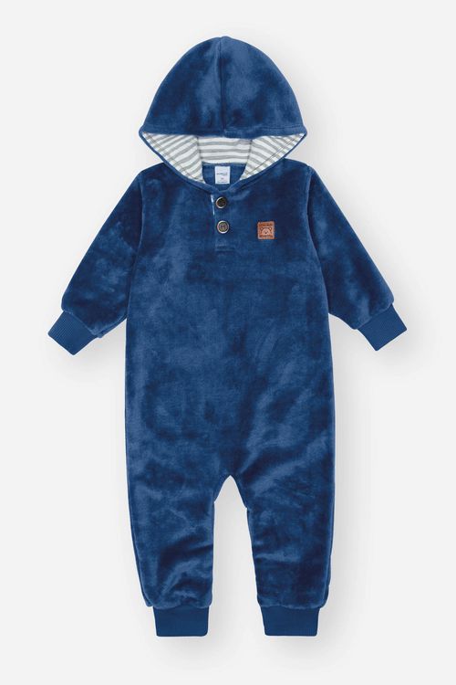 Macacão Pelo Fleece Bebê Menino Azul Divertto