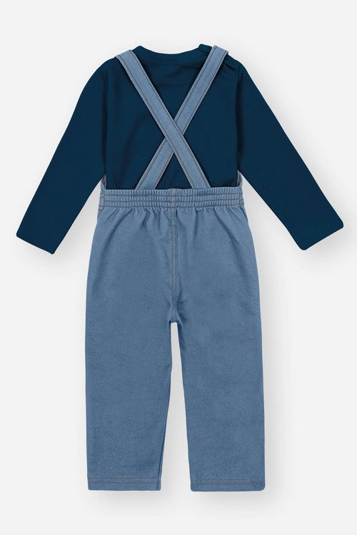 Conjunto de Jardineira Bebê Menino Jeans Médio Divertto