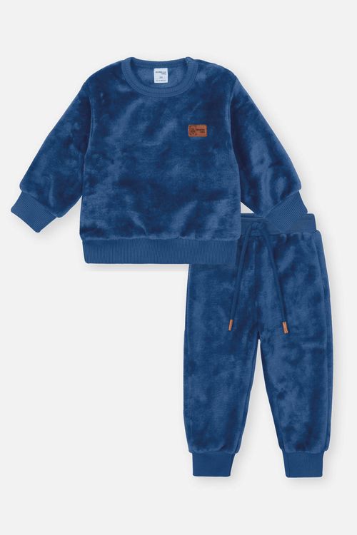 Conjunto em Pelo Fleece Bebê Menino Azul Divertto