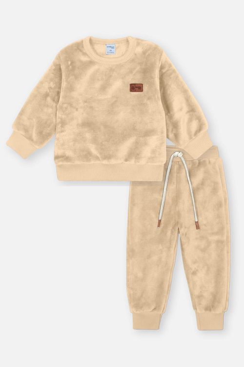 Conjunto em Pelo Fleece Bebê Menino Bege Divertto