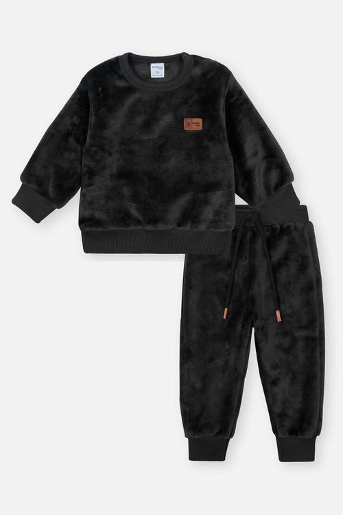 Conjunto em Pelo Fleece Bebê Menino Preto Divertto