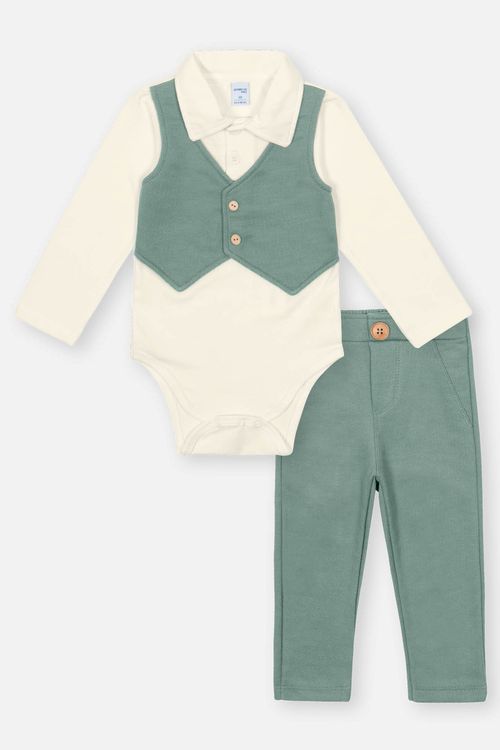 Conjunto Social Bebê Menino Verde Divertto