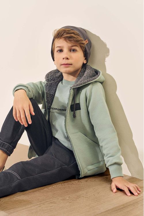 Jaqueta Infantil Menino com Pelo Carneirinho Azul Divertto