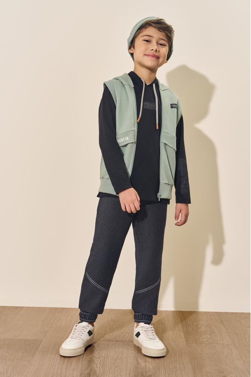 Calça Jogger Infantil Menino com Recorte Azul Médio Divertto