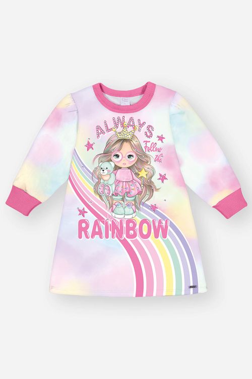 Vestido Bebê Menina Rainbow Rosa Mundo Cinti