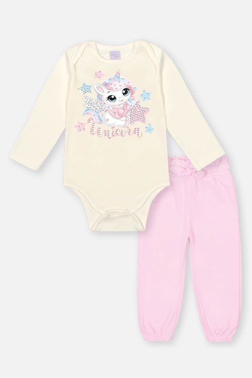 Conjunto Bebê Menina Body Unicórnio E Calça Rosa Mundo Cinti