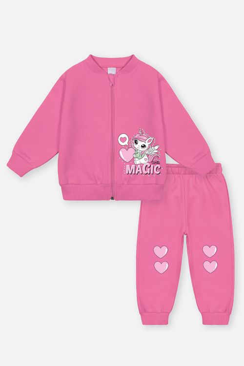 Conjunto Bebê Menina Jaqueta Magic E Calça Rosa Mundo Cinti