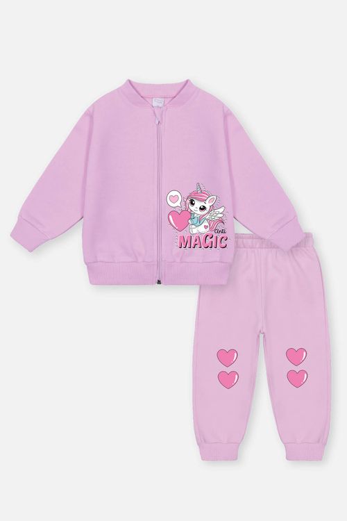 Conjunto Bebê Menina Jaqueta Magic E Calça Lilás Mundo Cinti