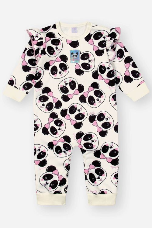 Macacão Bebê Menina Panda Natural Mundo Cinti