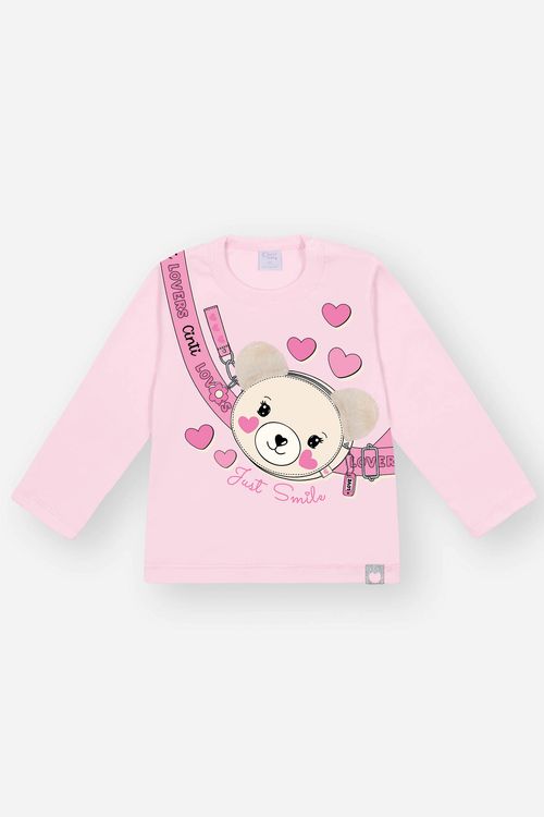 Blusa Bebê Menina Ursinho Rosa Mundo Cinti