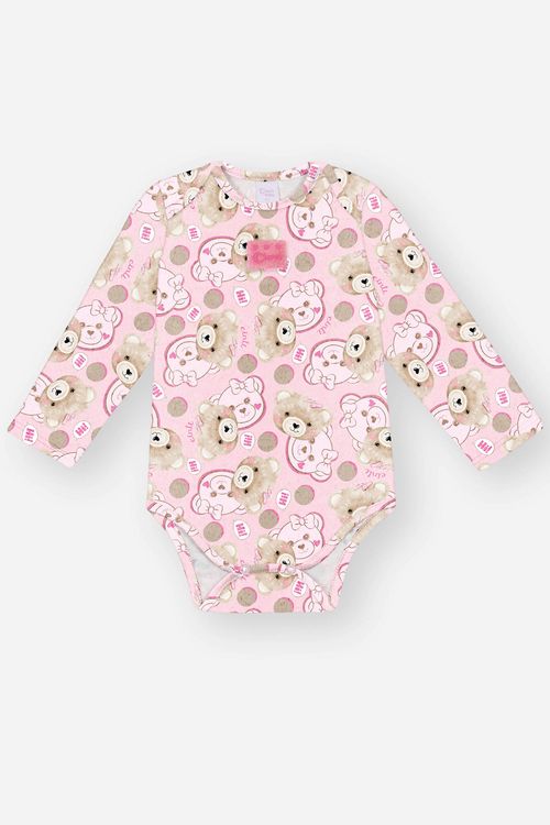 Body Bebê Menina Ursinho Rosa Mundo Cinti