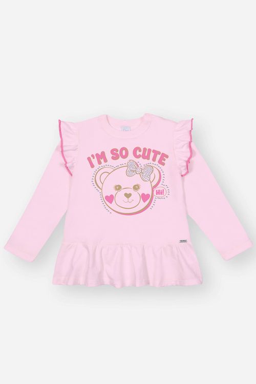 Conjunto Bebê Menina Blusa Bata Cute E Legging Rosa Mundo Cinti