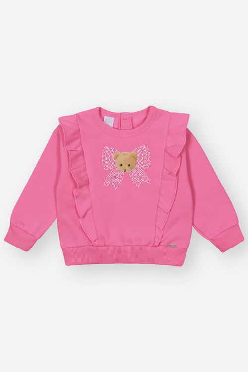 Conjunto Bebê Menina Blusão Urso Interativo E Calça Rosa Mundo Cinti