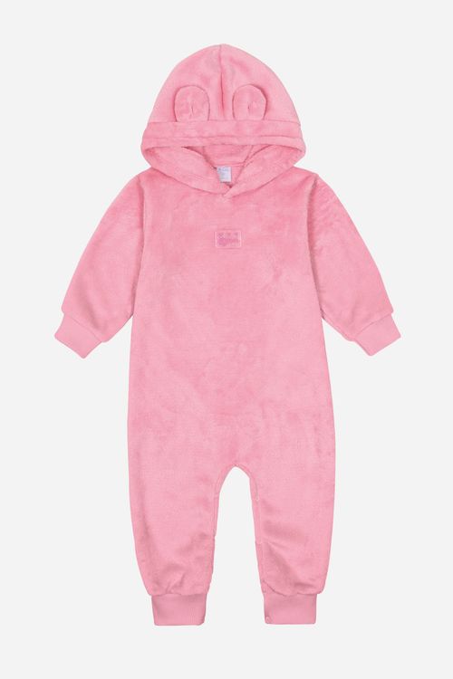 Macacão Bebê Menina Em Pelo Rosa Mundo Cinti