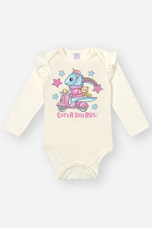 Conjunto Bebê Menina Body Dinossauro E Calça Natural Mundo Cinti