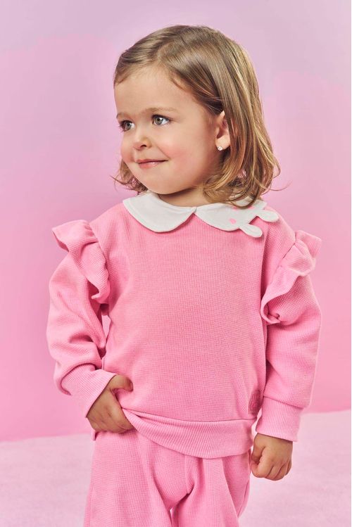 Conjunto Bebê Menina Blusão E Calça Urso Rosa Mundo Cinti