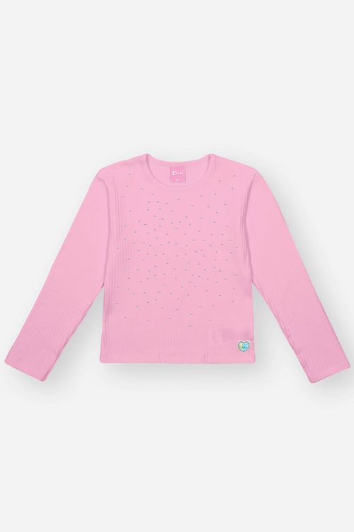 Blusa Infantil Menina Strass Rosa Mundo Cinti