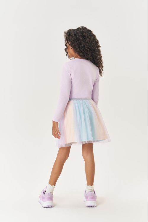 Conjunto Infantil Menina Blusa E Saia-Short Tule Lilás Mundo Cinti
