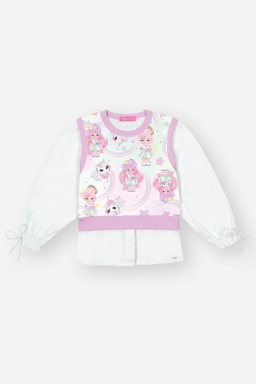 Conjunto Infantil Menina Colete E Legging Holográfico Prata Mundo Cinti