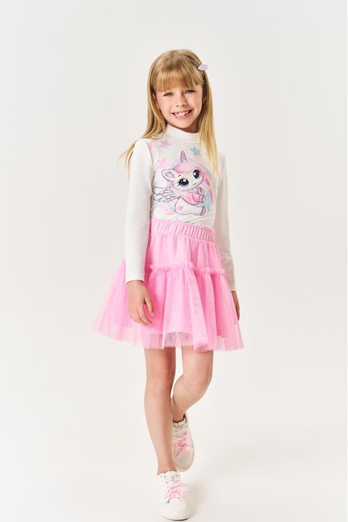 Blusa Infantil Menina Térmica Unicórnio Natural Mundo Cinti