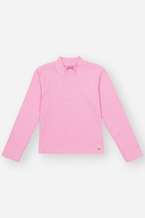 Blusa Infantil Menina Bordado Vazado Rosa Mundo Cinti