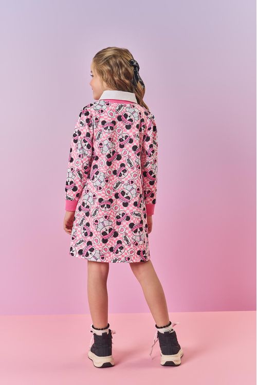 Vestido Infantil Menina Lovely Panda Rosa Mundo Cinti