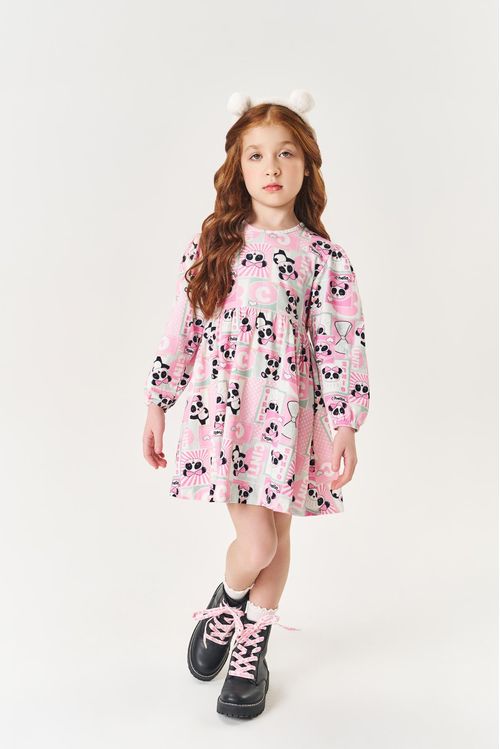 Vestido Infantil Menina Panda Rosa Mundo Cinti