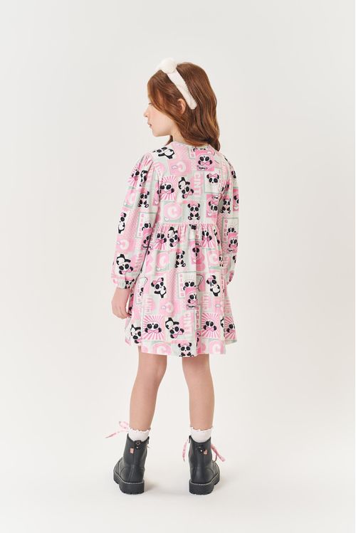 Vestido Infantil Menina Panda Rosa Mundo Cinti