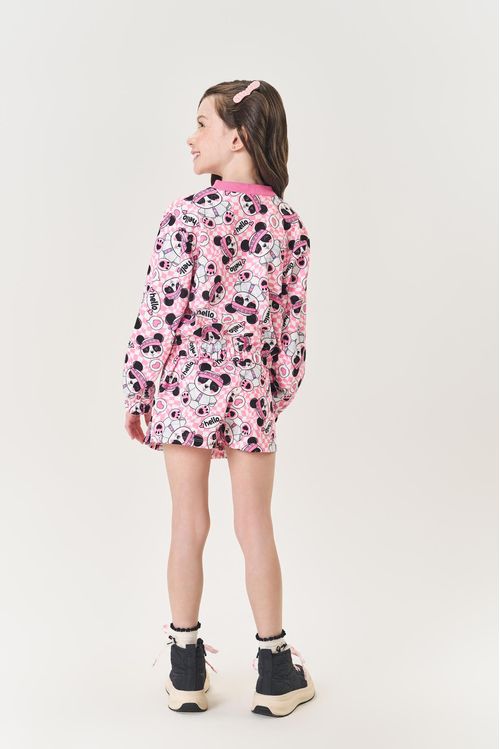 Conjunto Infantil Menina Jaqueta E Short-Saia Panda Rosa Mundo Cinti