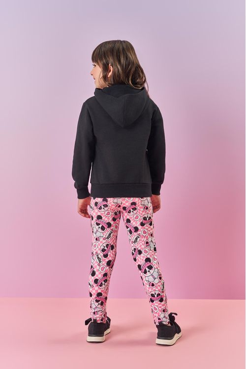 Conjunto Infantil Menina Blusão E Calça Panda Preto Mundo Cinti