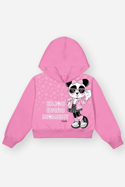 Conjunto Infantil Menina Blusão Panda E Calça Rosa Mundo Cinti