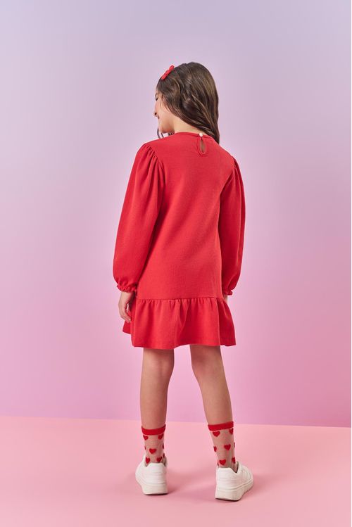 Vestido Infantil Menina Laço Vermelho Mundo Cinti