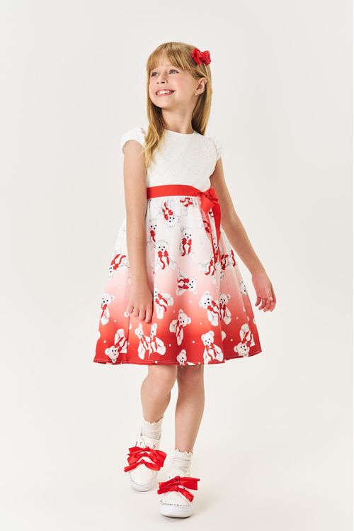 Vestido Infantil Menina Com Casaqueto Vermelho Mundo Cinti