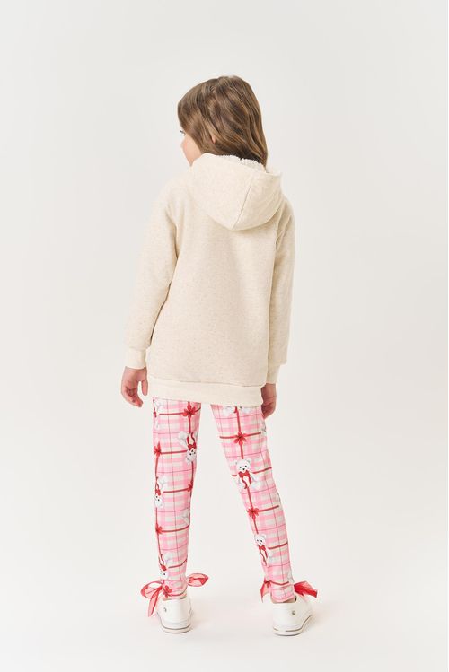 Conjunto Infantil Menina Blusão Ursinho E Legging Rosa Mundo Cinti