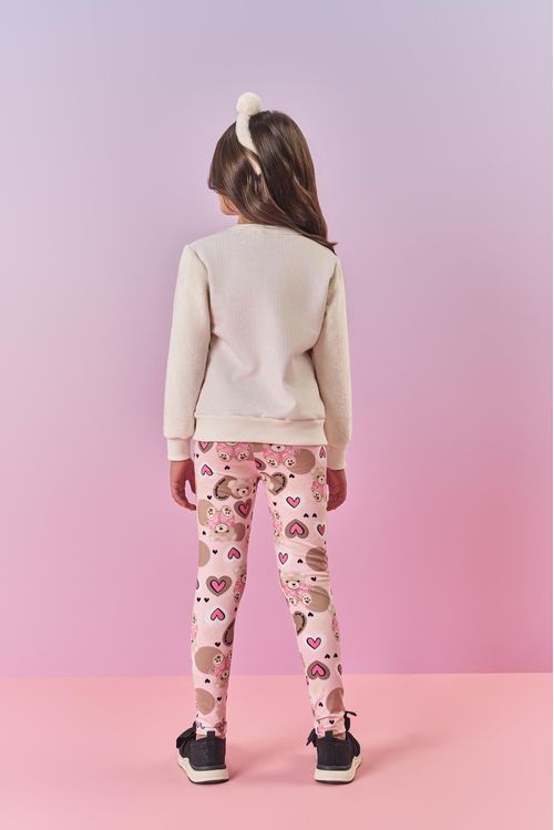 Legging Infantil Menina Total Print Ursinho Rosa Mundo Cinti