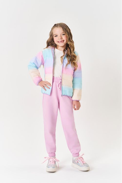 Calça Infantil Menina Jogger Básica Lilás Mundo Cinti