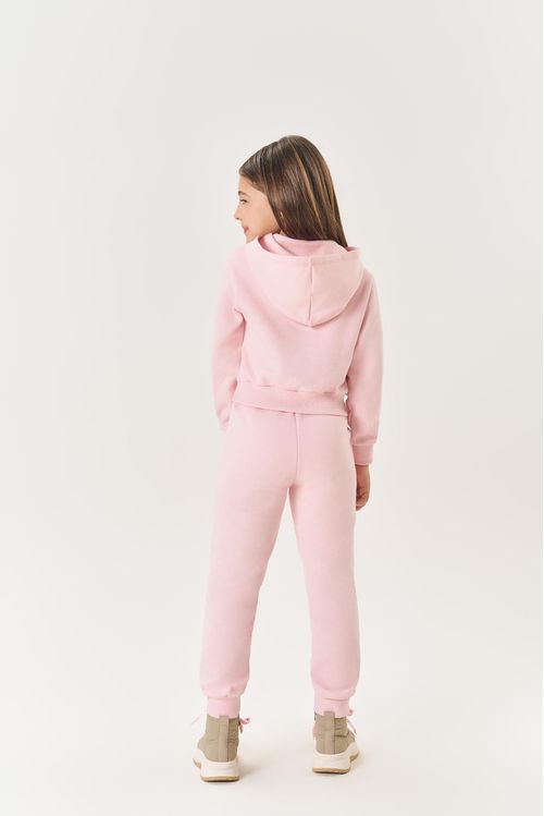 Conjunto Infantil Menina Blusão Bolso Pelo E Calça Rosa Mundo Cinti