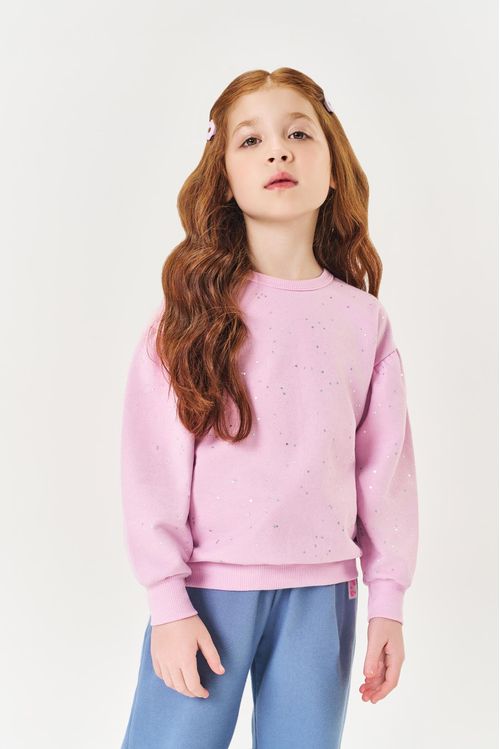 Blusão Infantil Menina Glitter Rosa Mundo Cinti