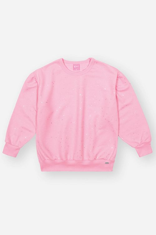 Blusão Infantil Menina Glitter Rosa Mundo Cinti