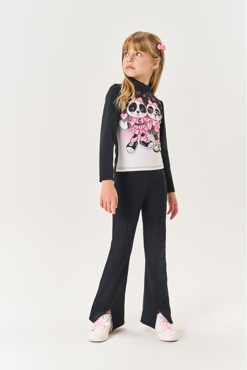 Calça Flare Infantil Menina Preto Mundo Cinti
