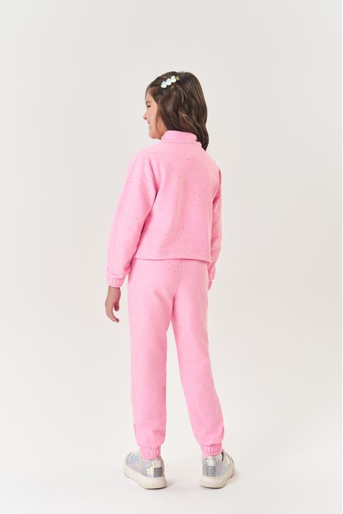 Conjunto Infantil Menina Jaqueta E Calça Glitter Rosa Mundo Cinti