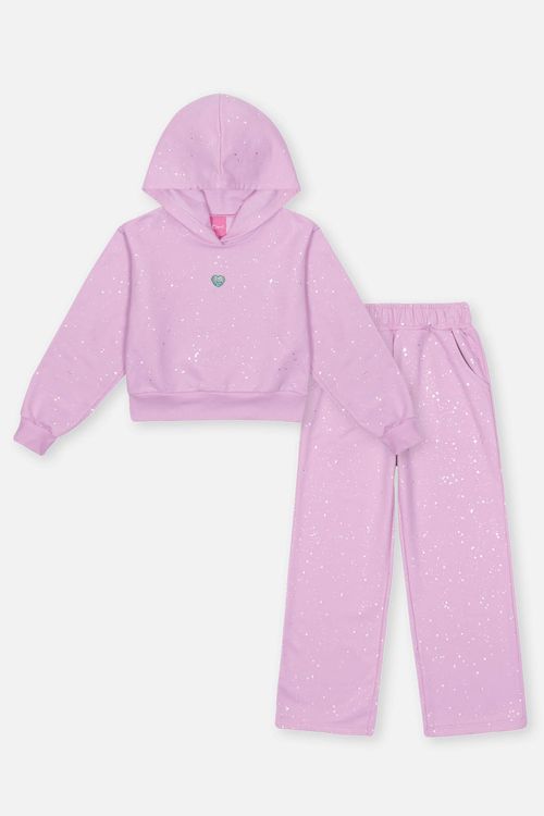 Conjunto Infantil Menina Blusão E Wide Leg Glitter Lilás Mundo Cinti