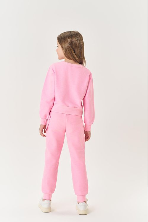 Conjunto Infantil Menina Blusão Hello E Calça Rosa Mundo Cinti