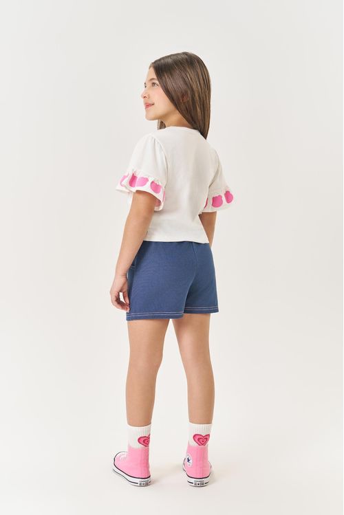 Conjunto Infantil Menina Blusa Ursinho E Short Natural Mundo Cinti