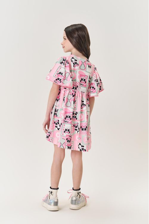 Vestido Infantil Menina Panda Rosa Mundo Cinti